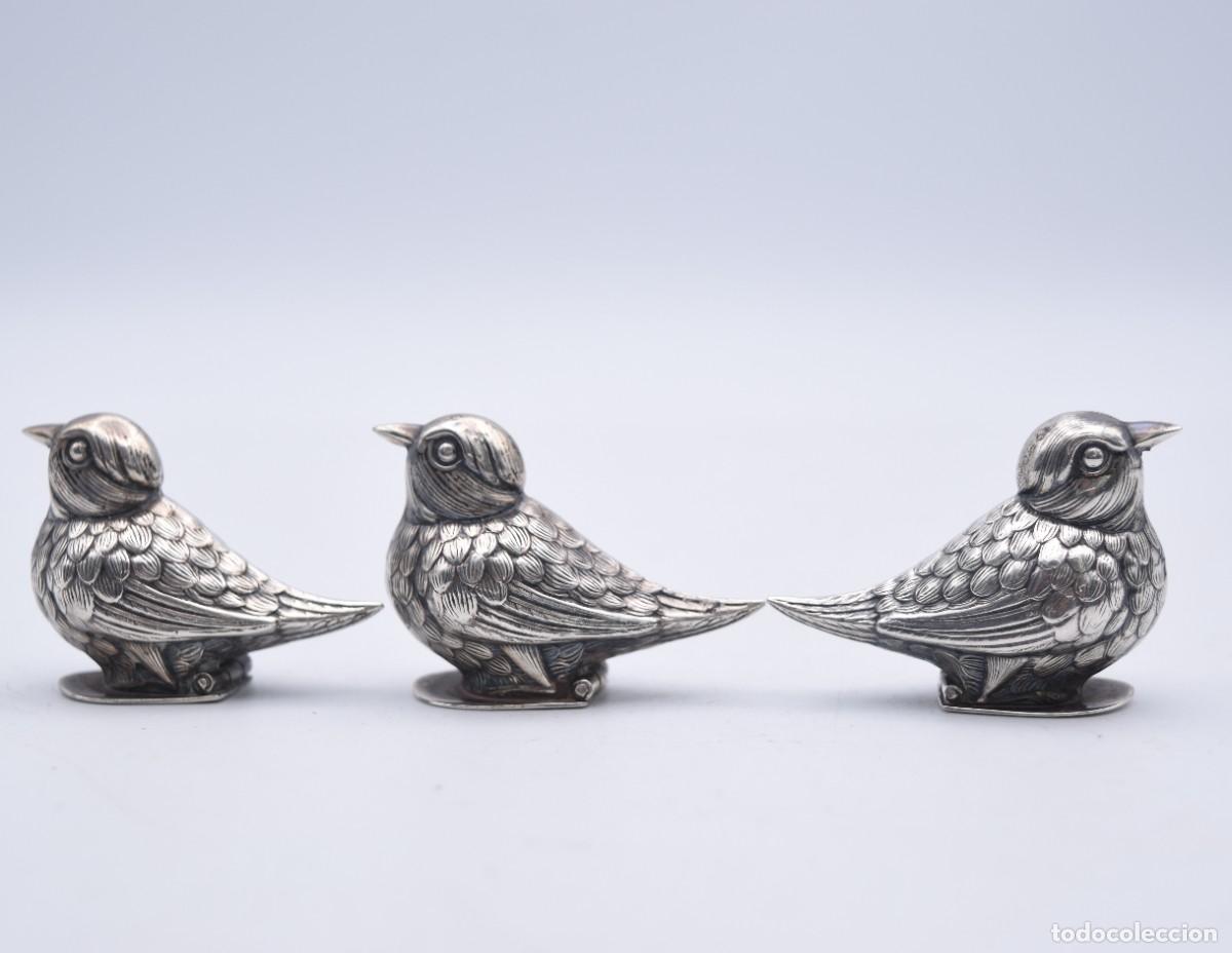 Antig&uuml;edades: Saleros especieros de plata - Gorriones - Foto 9