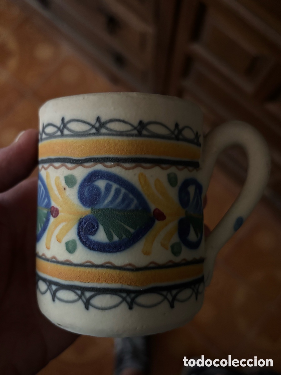 Antig&uuml;edades: Jarra con 6 vasos pintado a mano - Foto 3