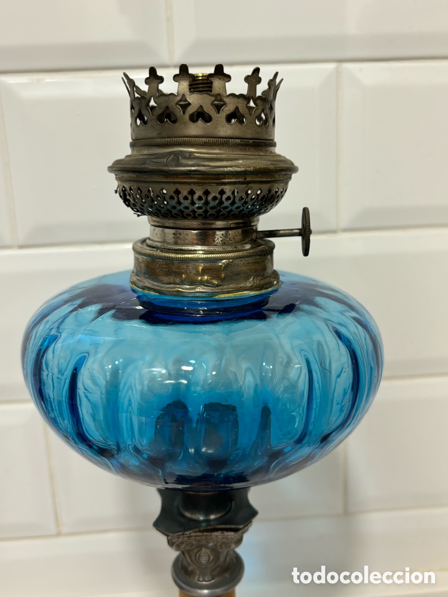 Antig&uuml;edades: Antiguo Quinque de calamina y cristal - Foto 4