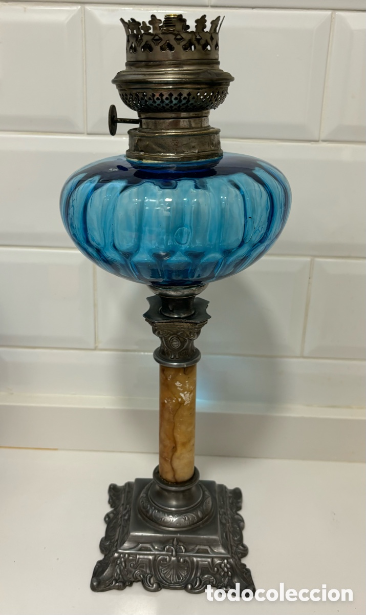 Antig&uuml;edades: Antiguo Quinque de calamina y cristal - Foto 6
