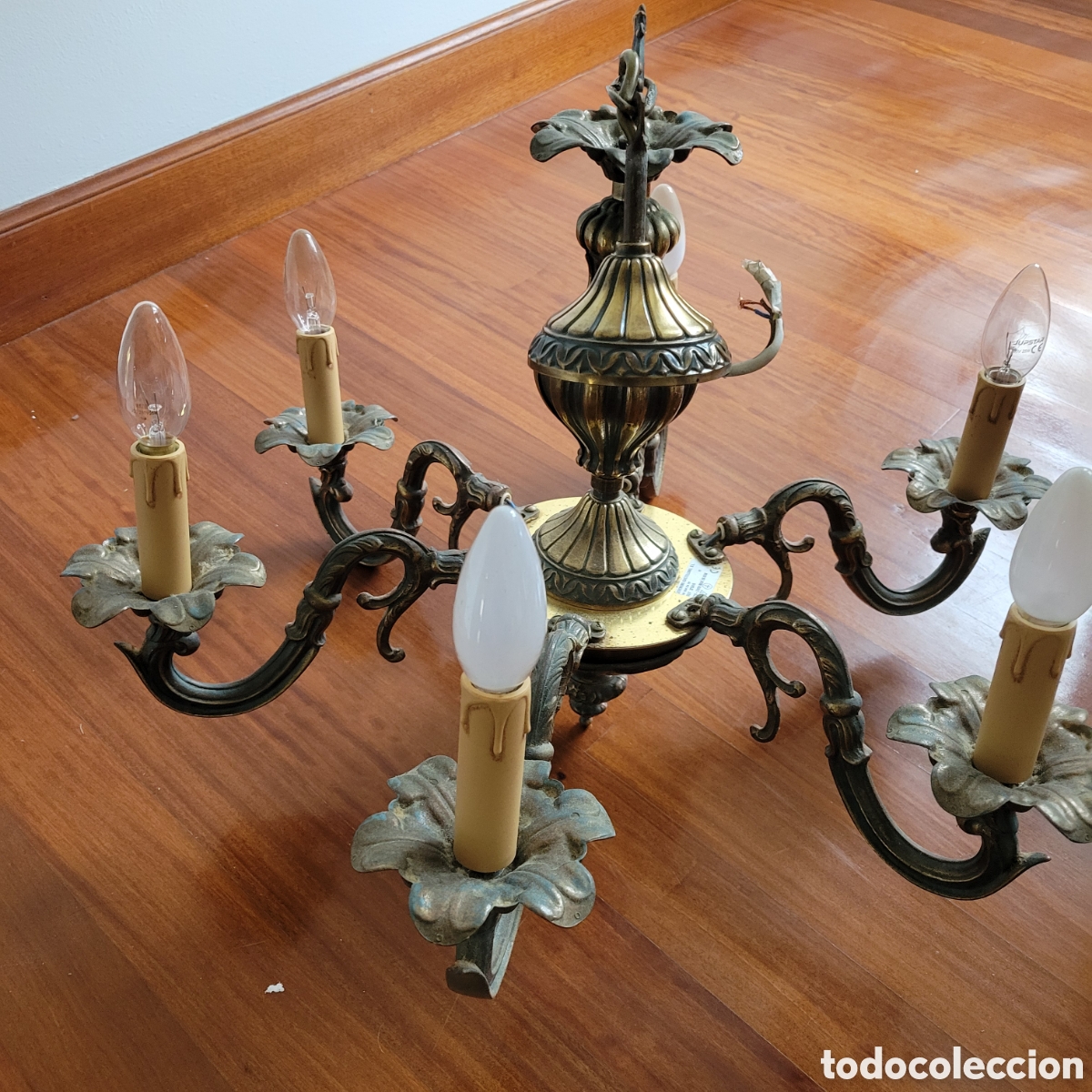 Antig&uuml;edades: L&aacute;mpara de bronce y lat&oacute;n vintage - Foto 1