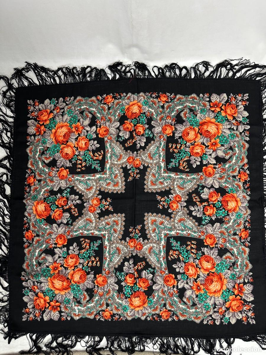 Antig&uuml;edades: Antiguo pa&ntilde;uelo de merino estampado - Foto 4