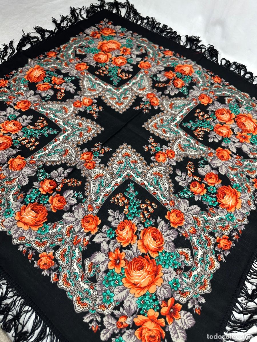 Antig&uuml;edades: Antiguo pa&ntilde;uelo de merino estampado - Foto 6