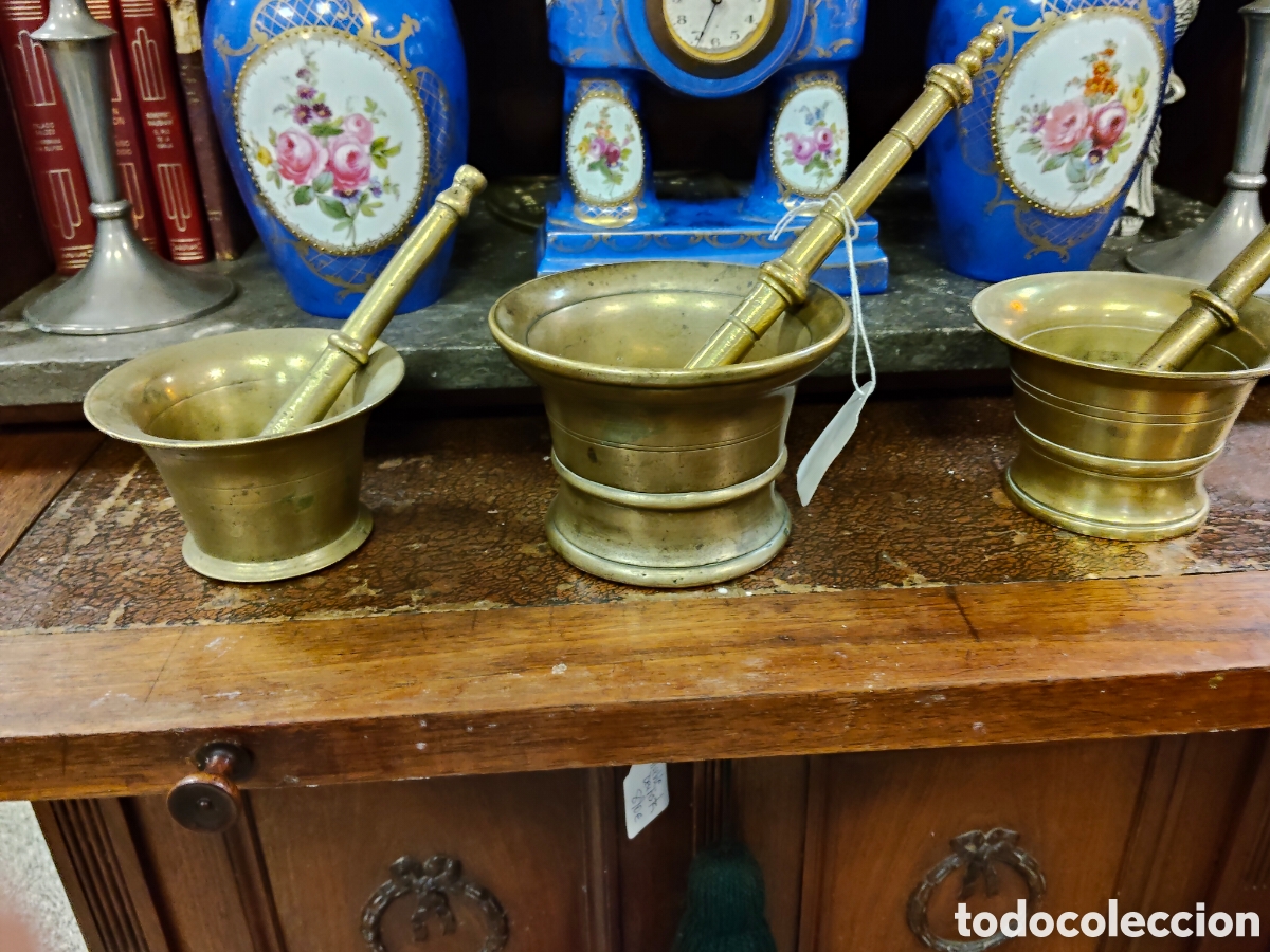 Antiques: Lote 3 almirezes de bronce