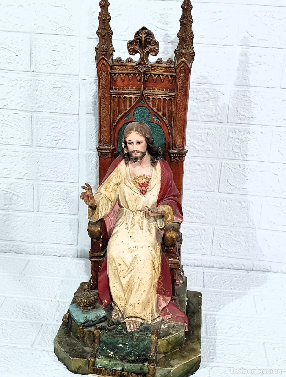 Antig&uuml;edades: Sagrado corazon antiguo de estuco - Foto 2