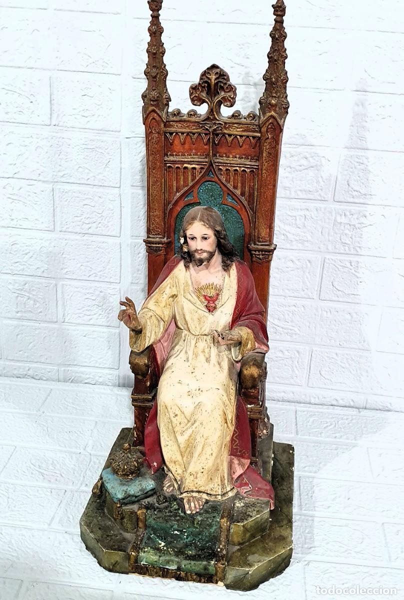 Antig&uuml;edades: Sagrado corazon antiguo de estuco - Foto 3