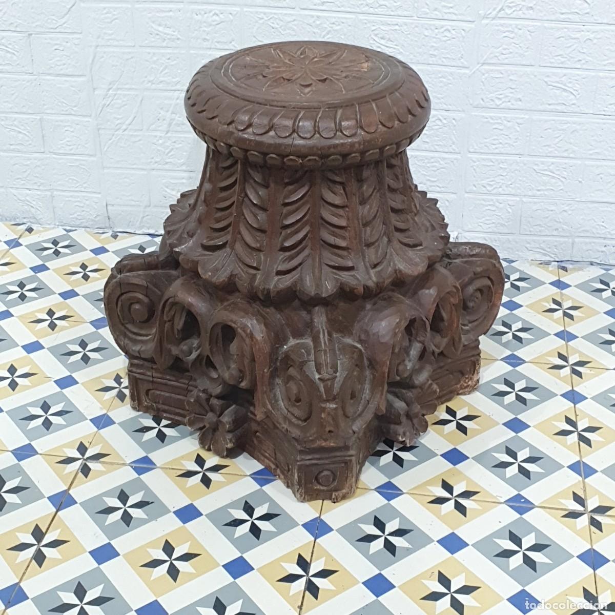 Antig&uuml;edades: Pedestal tallado en madera de una pieza - Foto 3