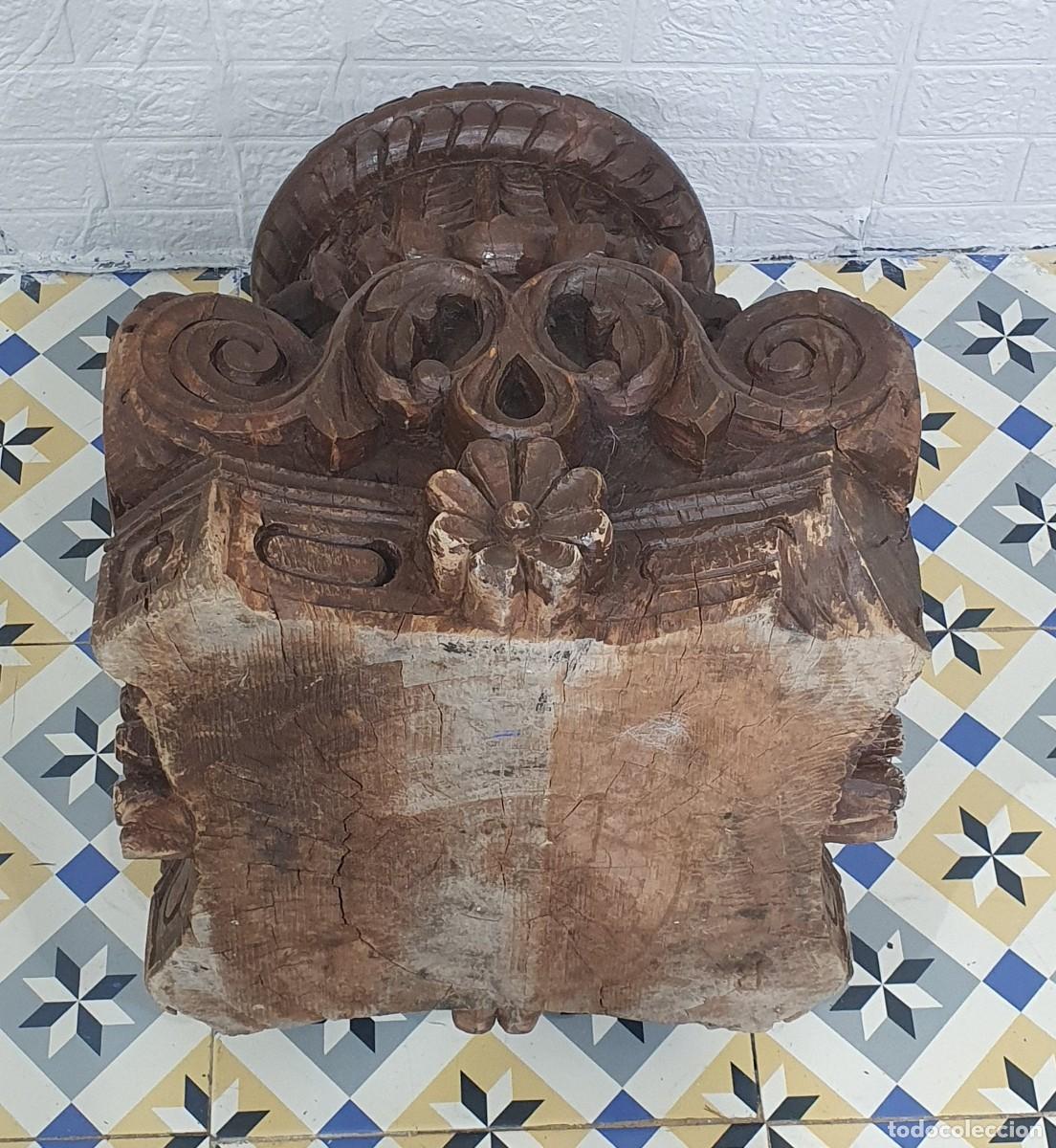 Antig&uuml;edades: Pedestal tallado en madera de una pieza - Foto 6