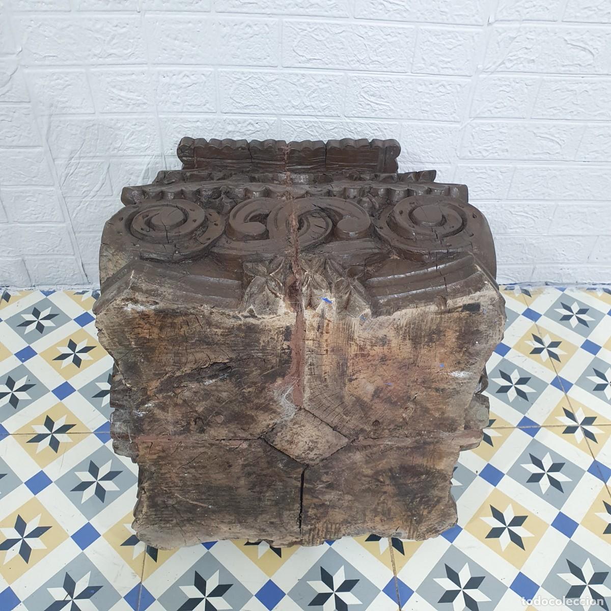 Antig&uuml;edades: Pedestal tallado en madera de una pieza - Foto 6