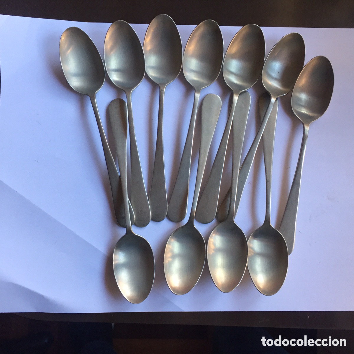Antig&uuml;edades: CUCHARILLAS DE POSTRE ALPACA LOTE DE 11 - Foto 1