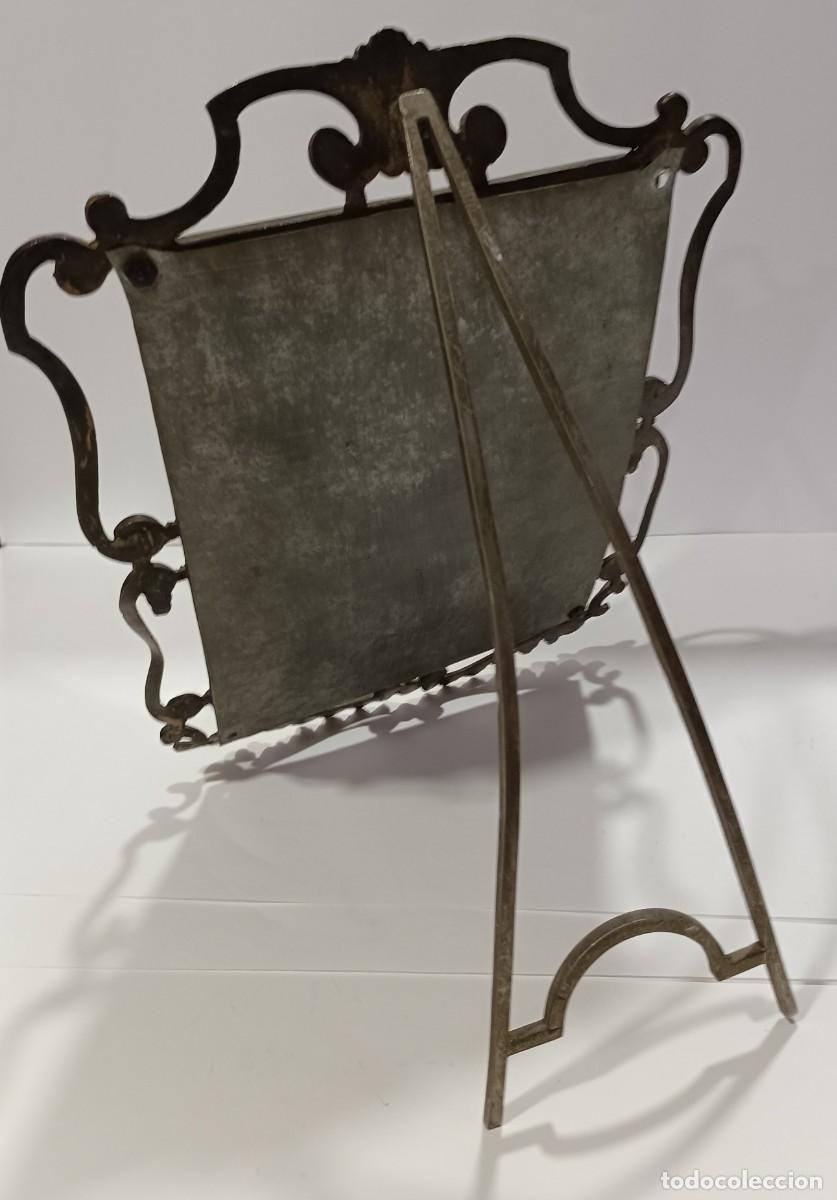 Antig&uuml;edades: ESPEJO CON MARCO BRONCE ANTIGUO DE MESA - Foto 3