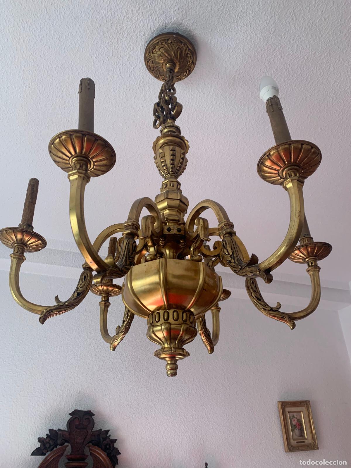 Antig&uuml;edades: L&aacute;mpara de techo de bronce - Foto 1