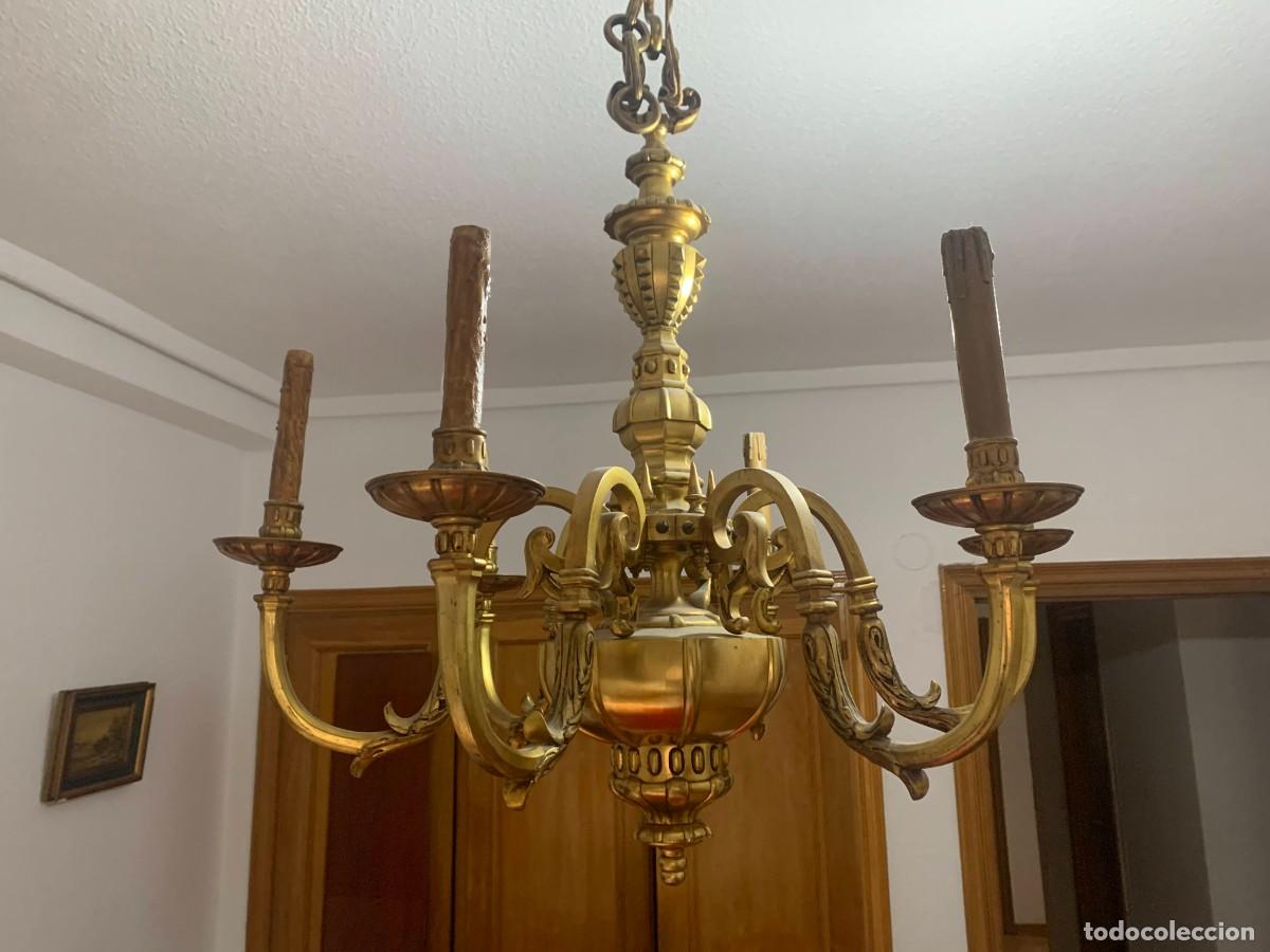 Antig&uuml;edades: L&aacute;mpara de techo de bronce - Foto 5