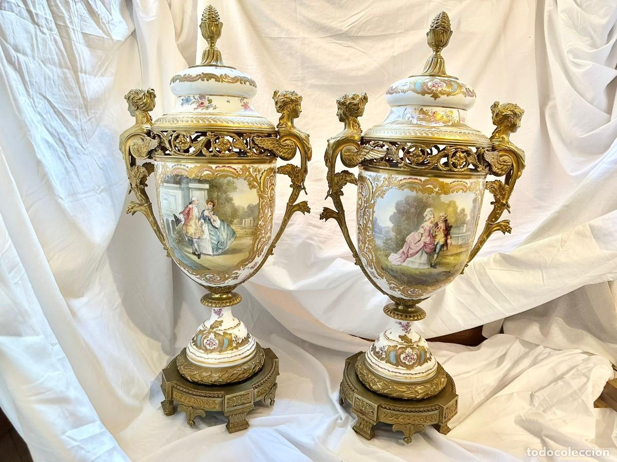 Antig&uuml;edades: Pareja Jarrones S&egrave;vres antiguos - Foto 1