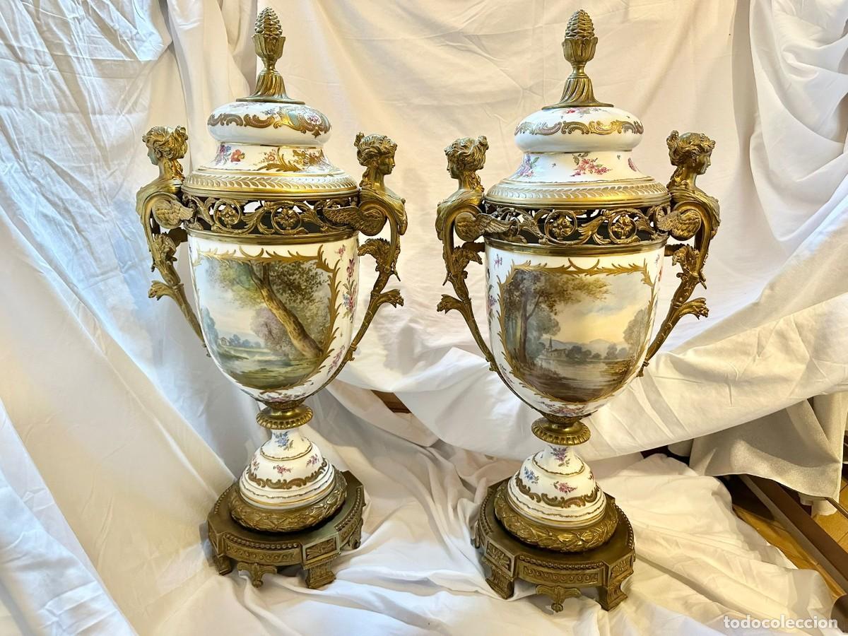 Antig&uuml;edades: Pareja Jarrones S&egrave;vres antiguos - Foto 11
