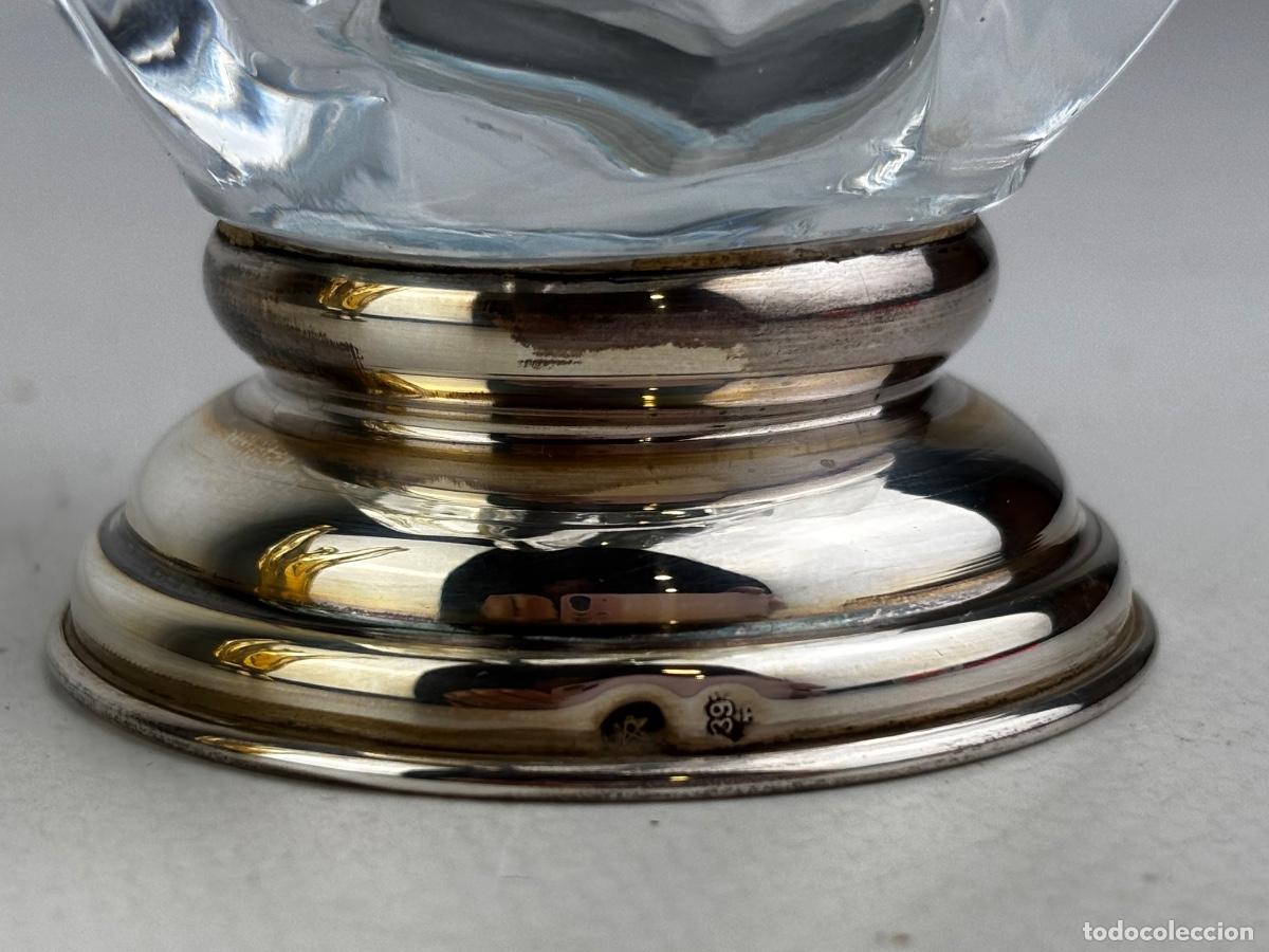 Antig&uuml;edades: PAREJA JARRONES DE CRISTAL DE MURANO Y BASE PLATA - Foto 6