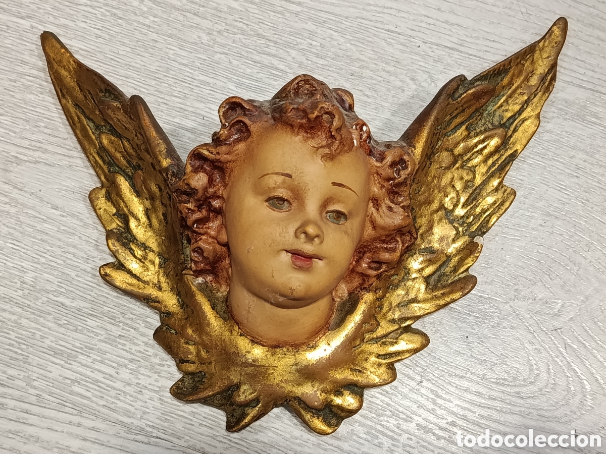 Antig&uuml;edades: &Aacute;ngel, querub&iacute;n . Policromado, escayola.