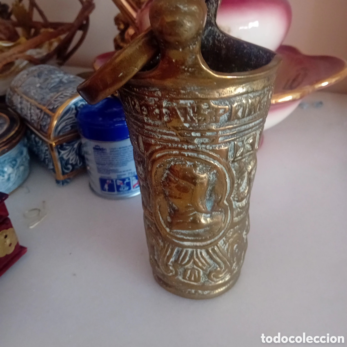 Antig&uuml;edades: Rarisimo par de benditeras de bronce macizo 1556 - Foto 4