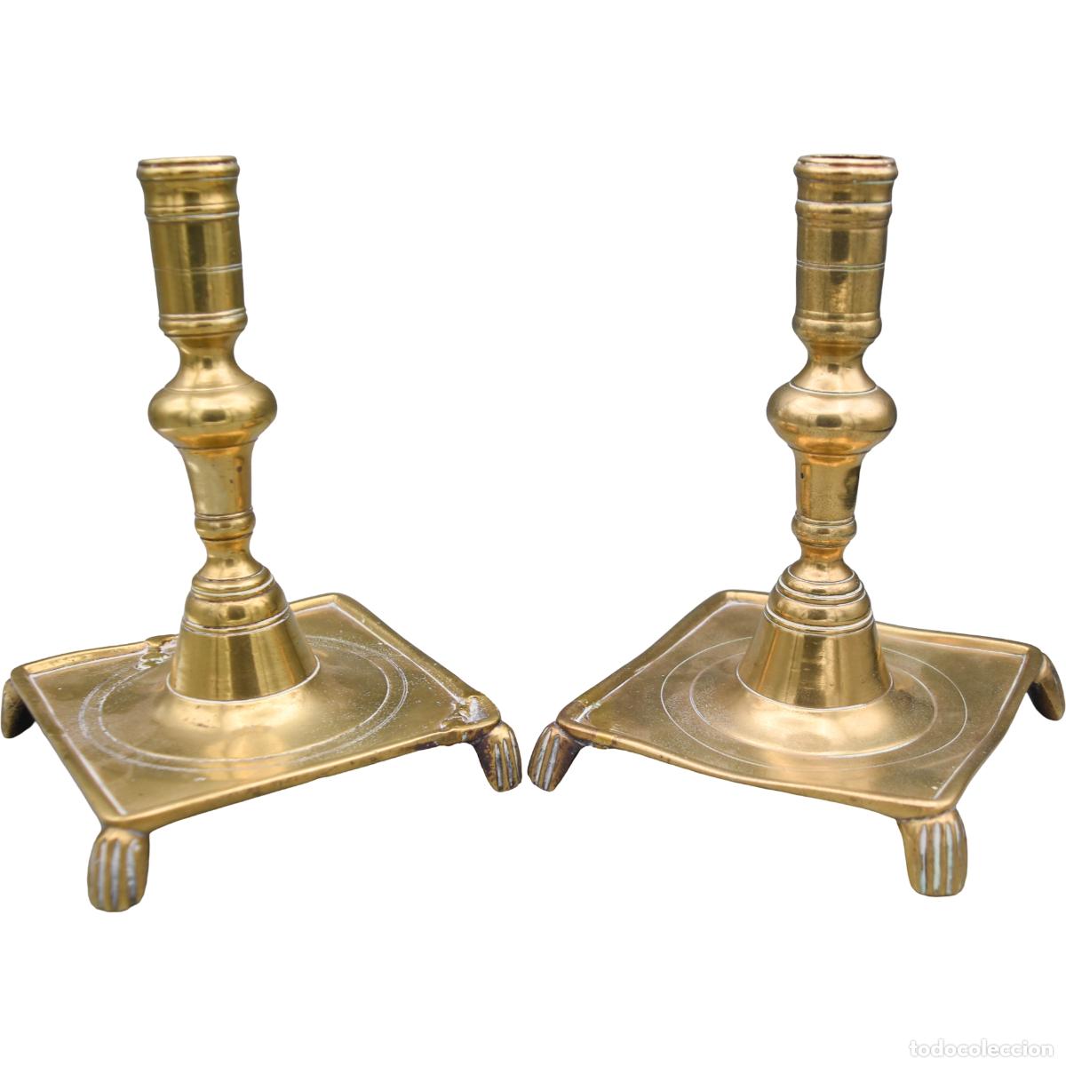 Antig&uuml;edades: Candeleros vascos de bronce - Foto 2