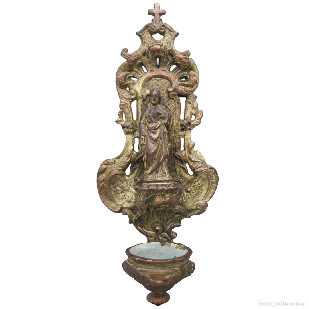 Antig&uuml;edades: Benditera de bronce / aleaci&oacute;n - S XIX - Foto 1