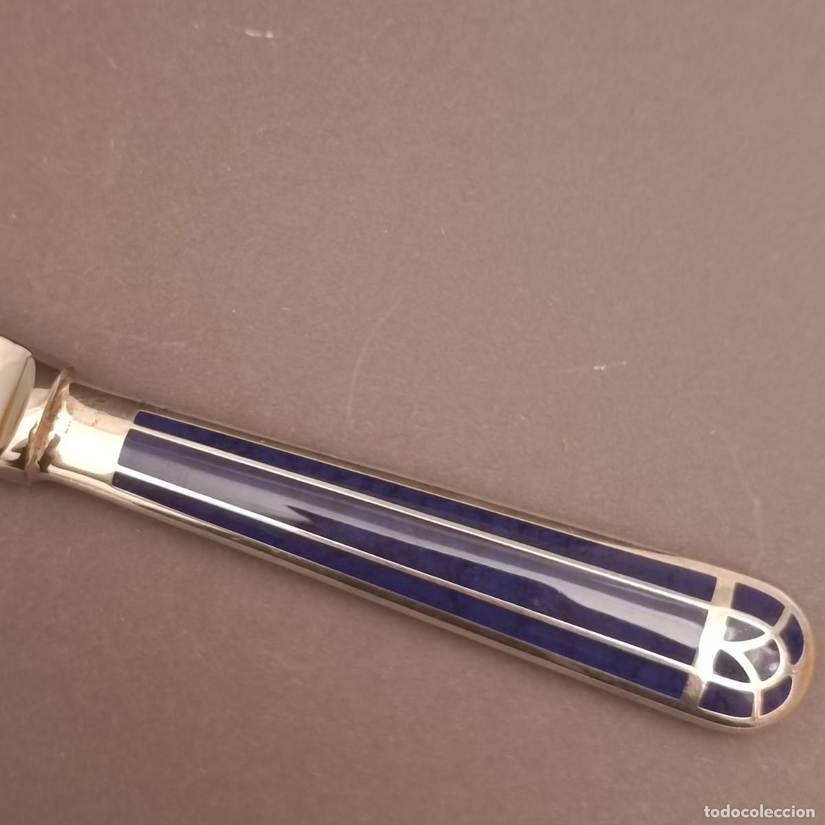 Antig&uuml;edades: CHRISTOFLE CUCHILLO TALISMAN EN LACA AZUL - Foto 2