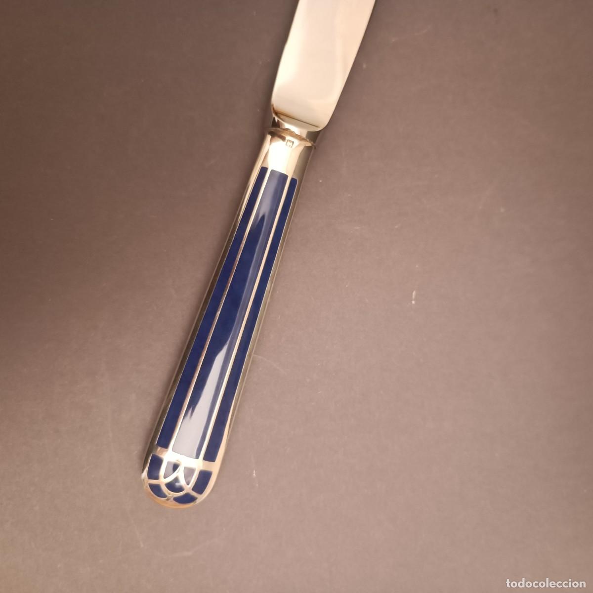 Antig&uuml;edades: CHRISTOFLE CUCHILLO TALISMAN EN LACA AZUL - Foto 5