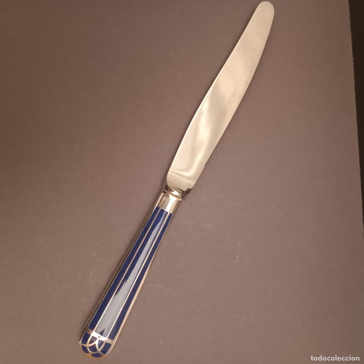 Antig&uuml;edades: CHRISTOFLE CUCHILLO TALISMAN EN LACA AZUL - Foto 6