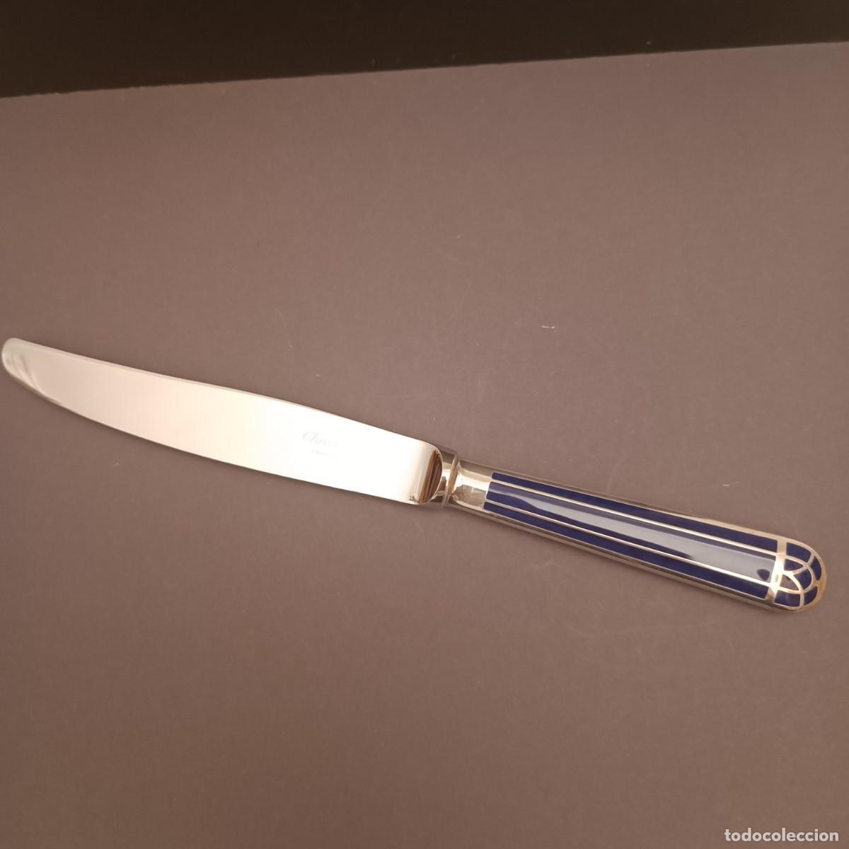 Antig&uuml;edades: CHRISTOFLE CUCHILLO TALISMAN EN LACA AZUL - Foto 7