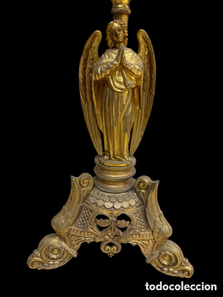 Antig&uuml;edades: Pareja de candelabros de bronce - Foto 5
