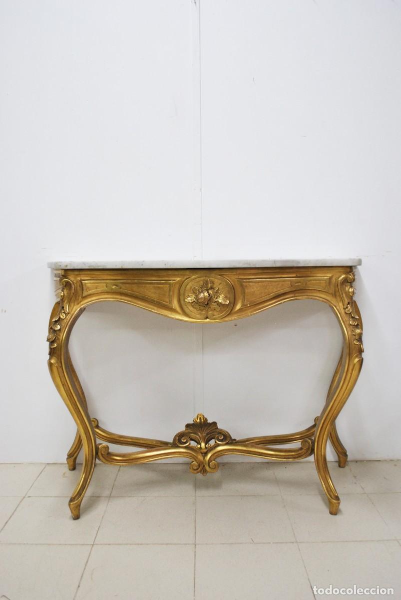 Antig&uuml;edades: CONSOLA TALLADA PAN DE ORO - Foto 1