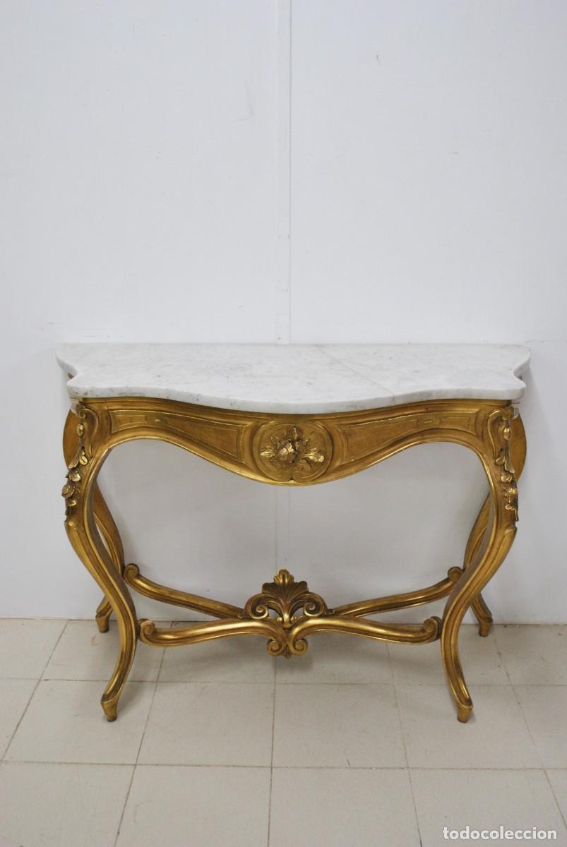 Antig&uuml;edades: CONSOLA TALLADA PAN DE ORO - Foto 2