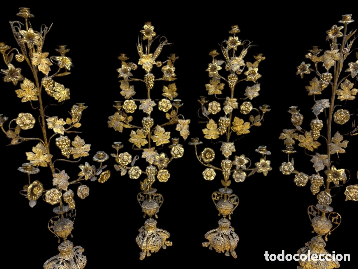 Antig&uuml;edades: Conjunto de 4 candelabros - Foto 2