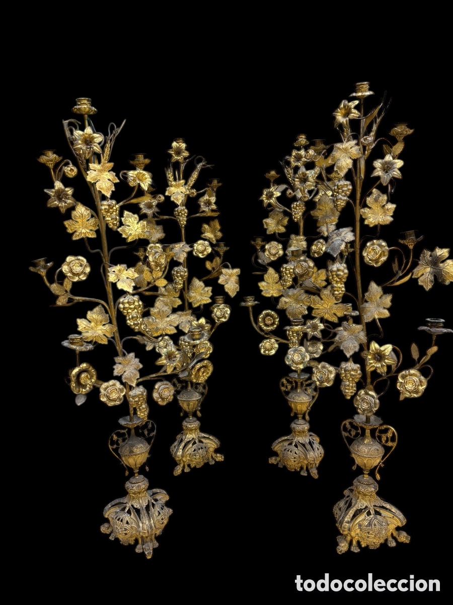 Antig&uuml;edades: Conjunto de 4 candelabros - Foto 3