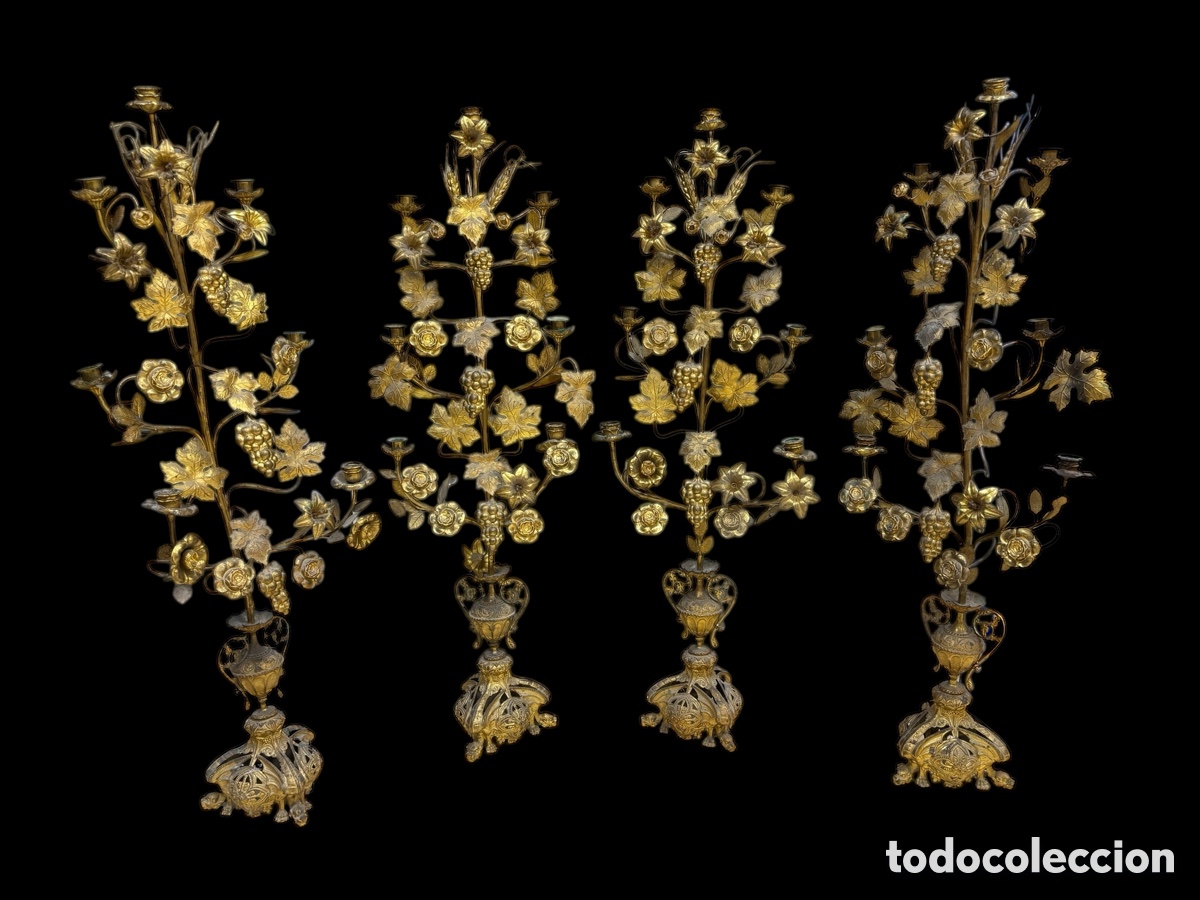 Antig&uuml;edades: Conjunto de 4 candelabros - Foto 1