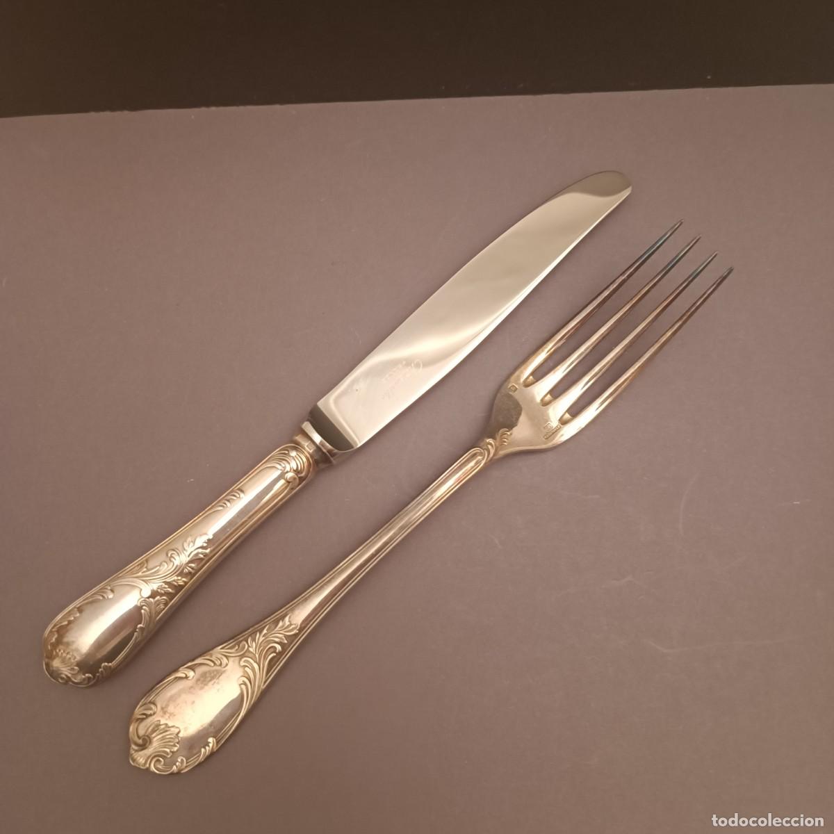 Antig&uuml;edades: CHRISTOFLE CUCHILLO Y TENEDOR MODEL MARLY - Foto 1