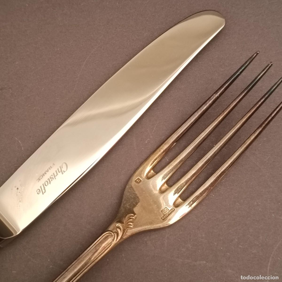 Antig&uuml;edades: CHRISTOFLE CUCHILLO Y TENEDOR MODEL MARLY - Foto 3