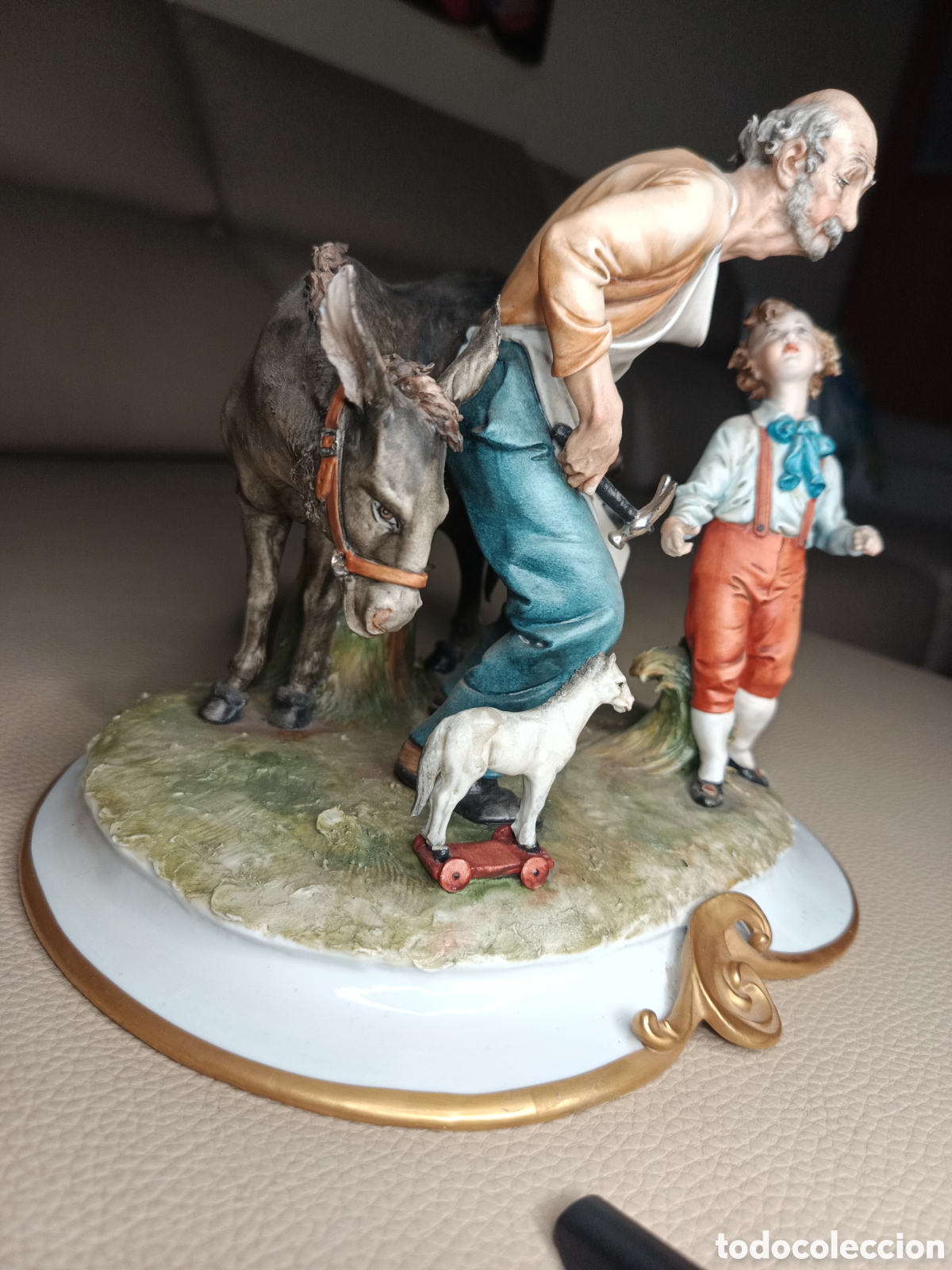 Antig&uuml;edades: Capodimonte herrero con ni&ntilde;o con juguete - Foto 5