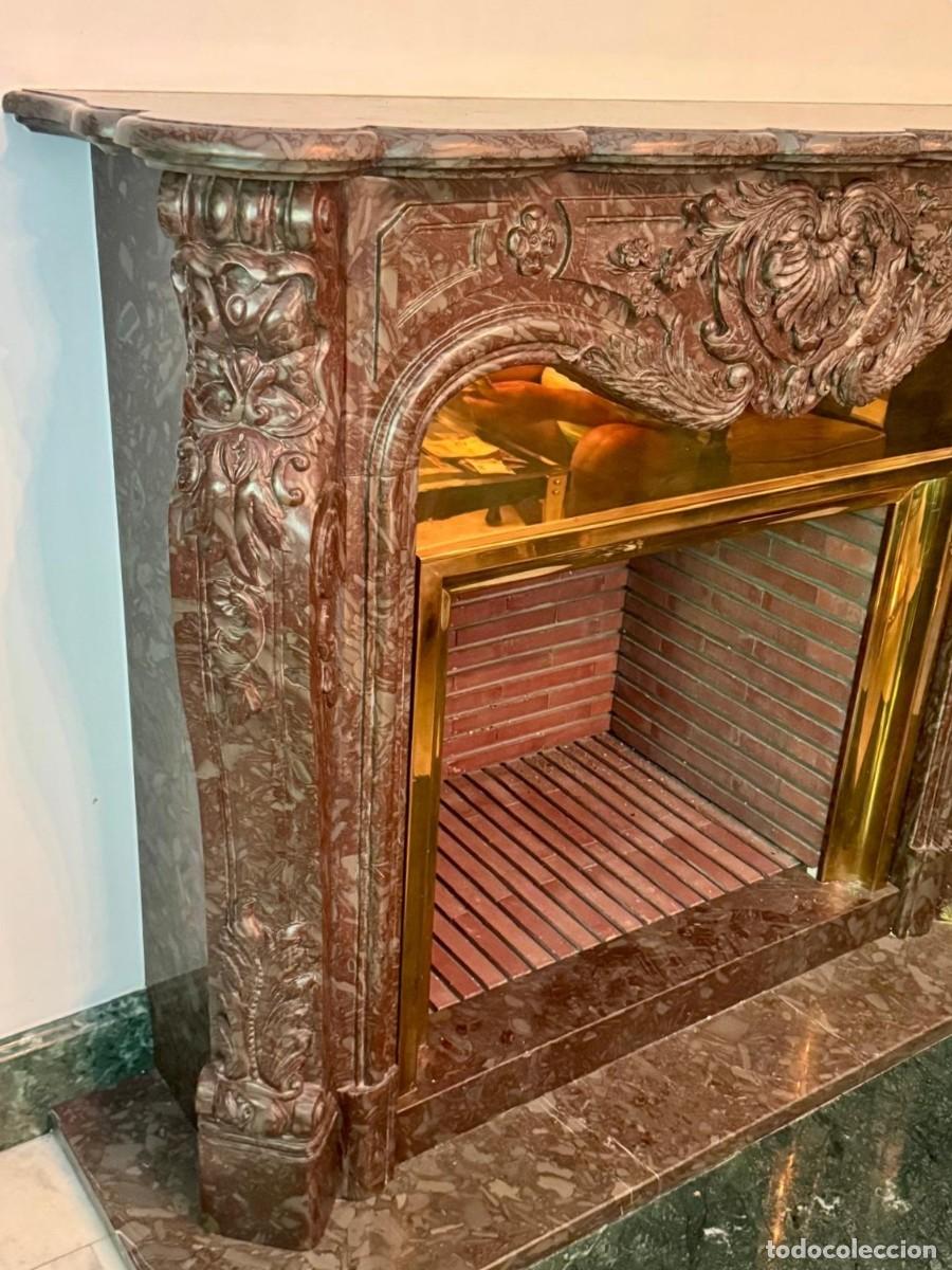 Antiques: Frente de chimenea tallado en m&aacute;rmol pakistan&iacute; y lat&oacute;n