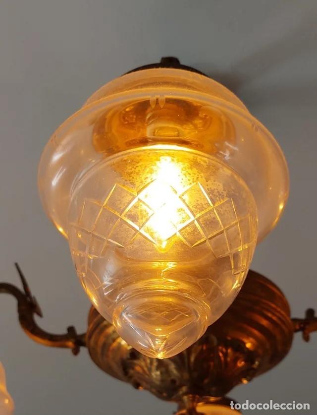 Antig&uuml;edades: Antique Spanish Art Deco Ceiling Light - Foto 2