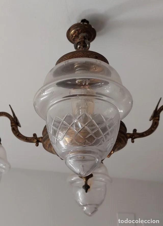 Antig&uuml;edades: Antique Spanish Art Deco Ceiling Light - Foto 4