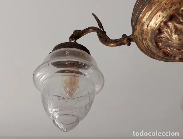Antig&uuml;edades: Antique Spanish Art Deco Ceiling Light - Foto 7