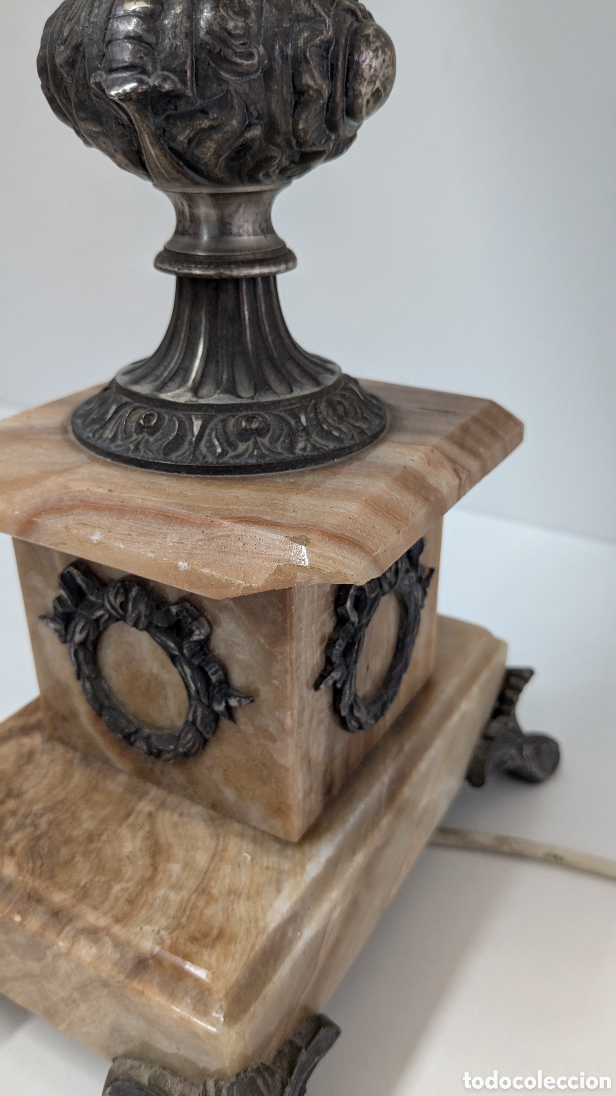 Antig&uuml;edades: L&aacute;mpara de bronce/lat&oacute;n y m&aacute;rmol &oacute;nix - Foto 10