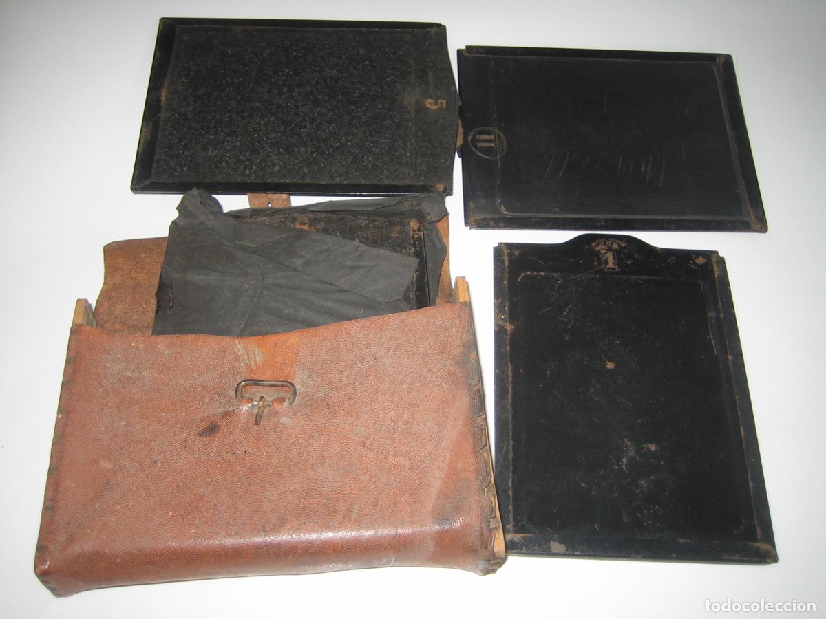 Antig&uuml;edades: LOTE DE SEIS PLACAS FOTOGRAFICAS ANTIGUAS EN SU ESTUCHE DE PIEL. - VER FOTO