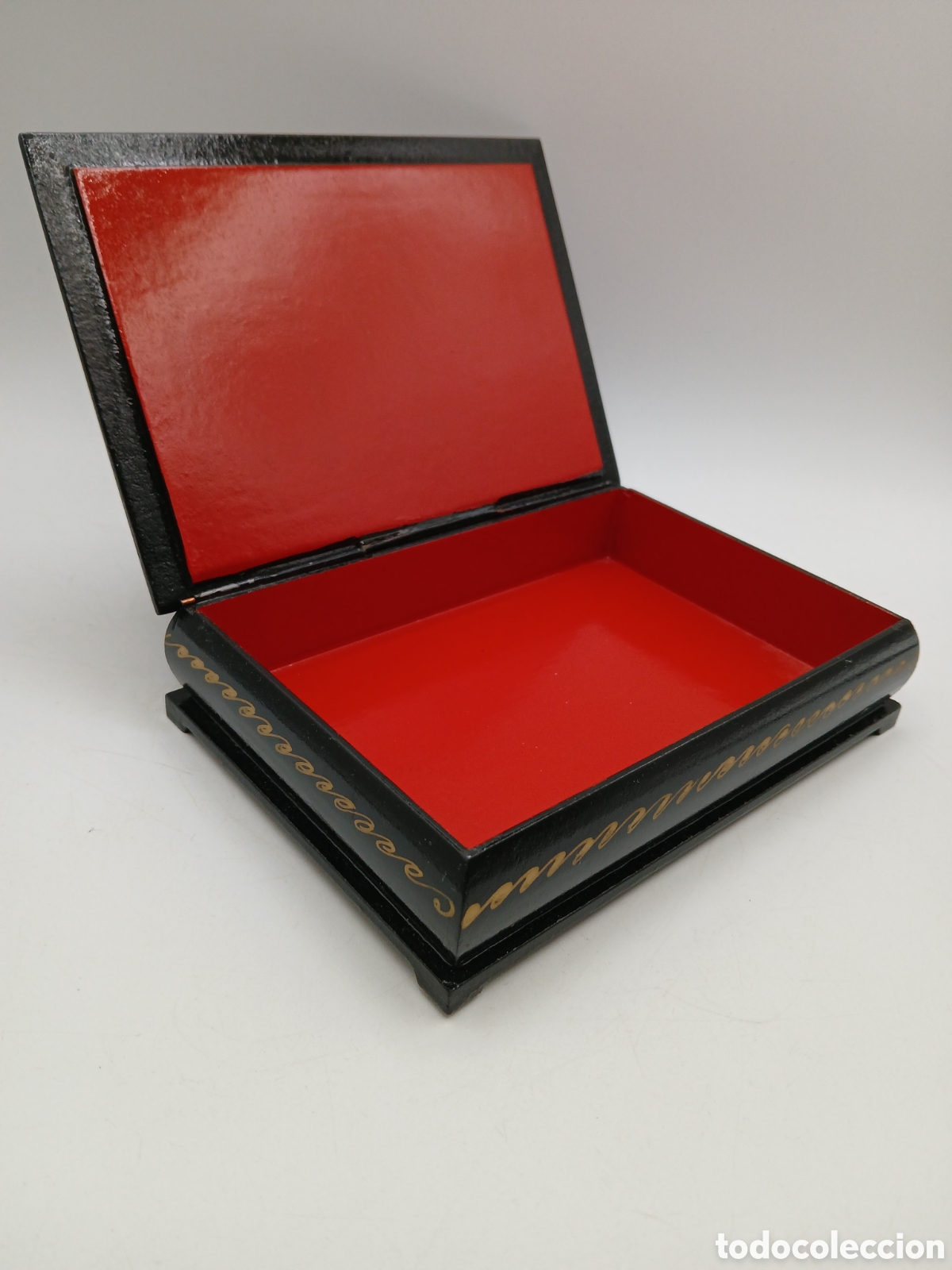 Antig&uuml;edades: Caja rusa madera ebonizada pintada a mano - Foto 4