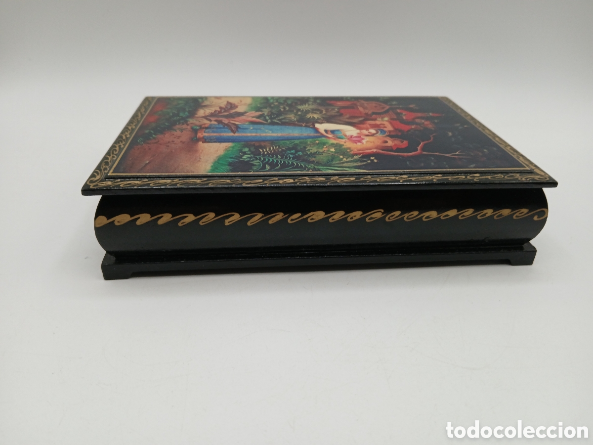Antig&uuml;edades: Caja rusa madera ebonizada pintada a mano - Foto 6