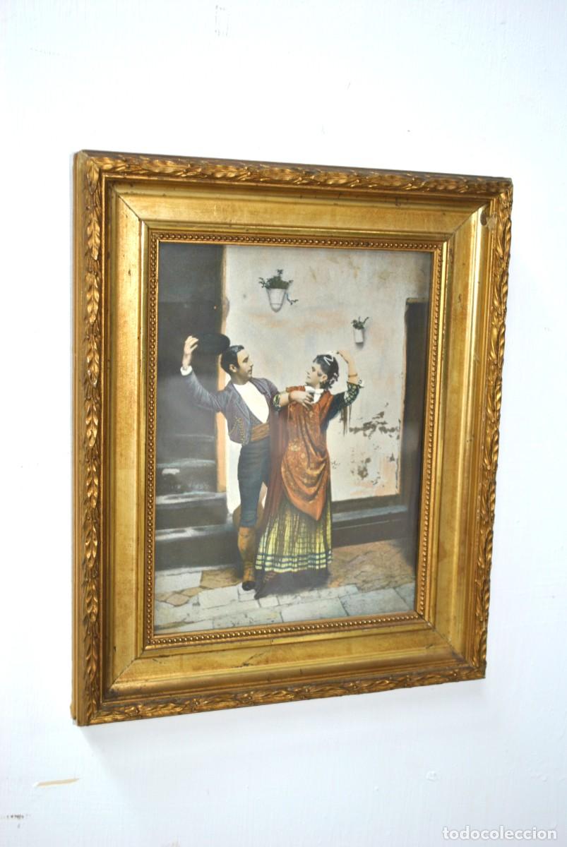 Antig&uuml;edades: CUADRO ANTIGUO PAREJA BAILE FLAMENCO