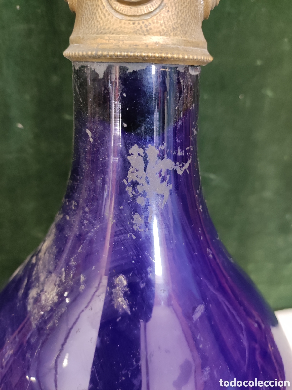 Antig&uuml;edades: Quinqu&eacute; siglo XIX bronce y opalina azul - Foto 7