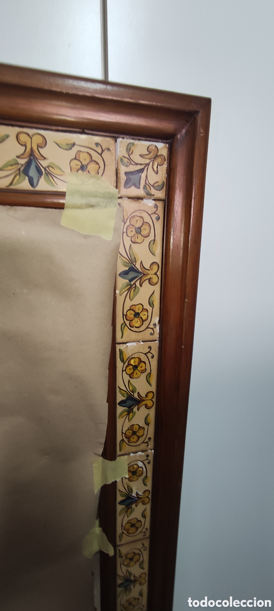 Antig&uuml;edades: Espejo de madera de ceramica - Foto 5