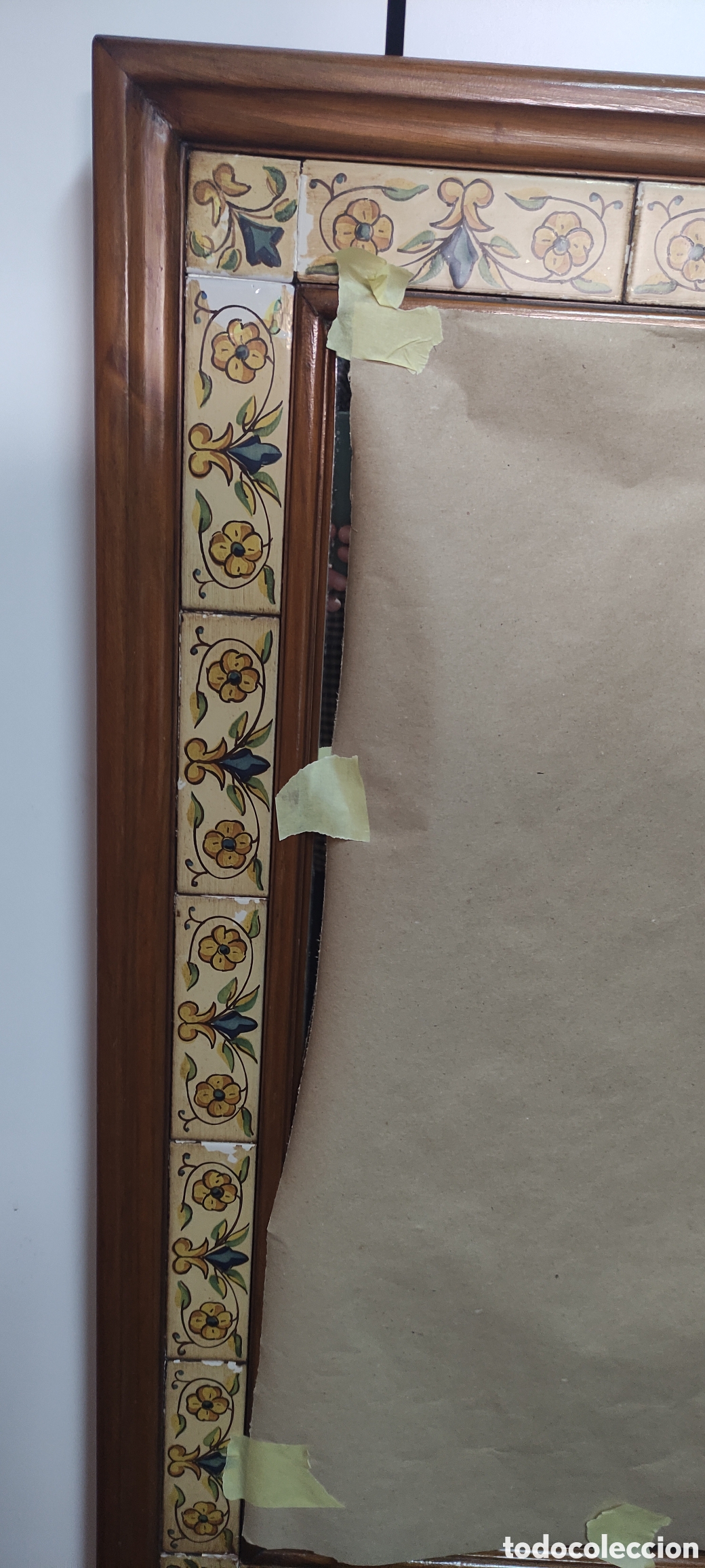 Antig&uuml;edades: Espejo de madera de ceramica - Foto 8
