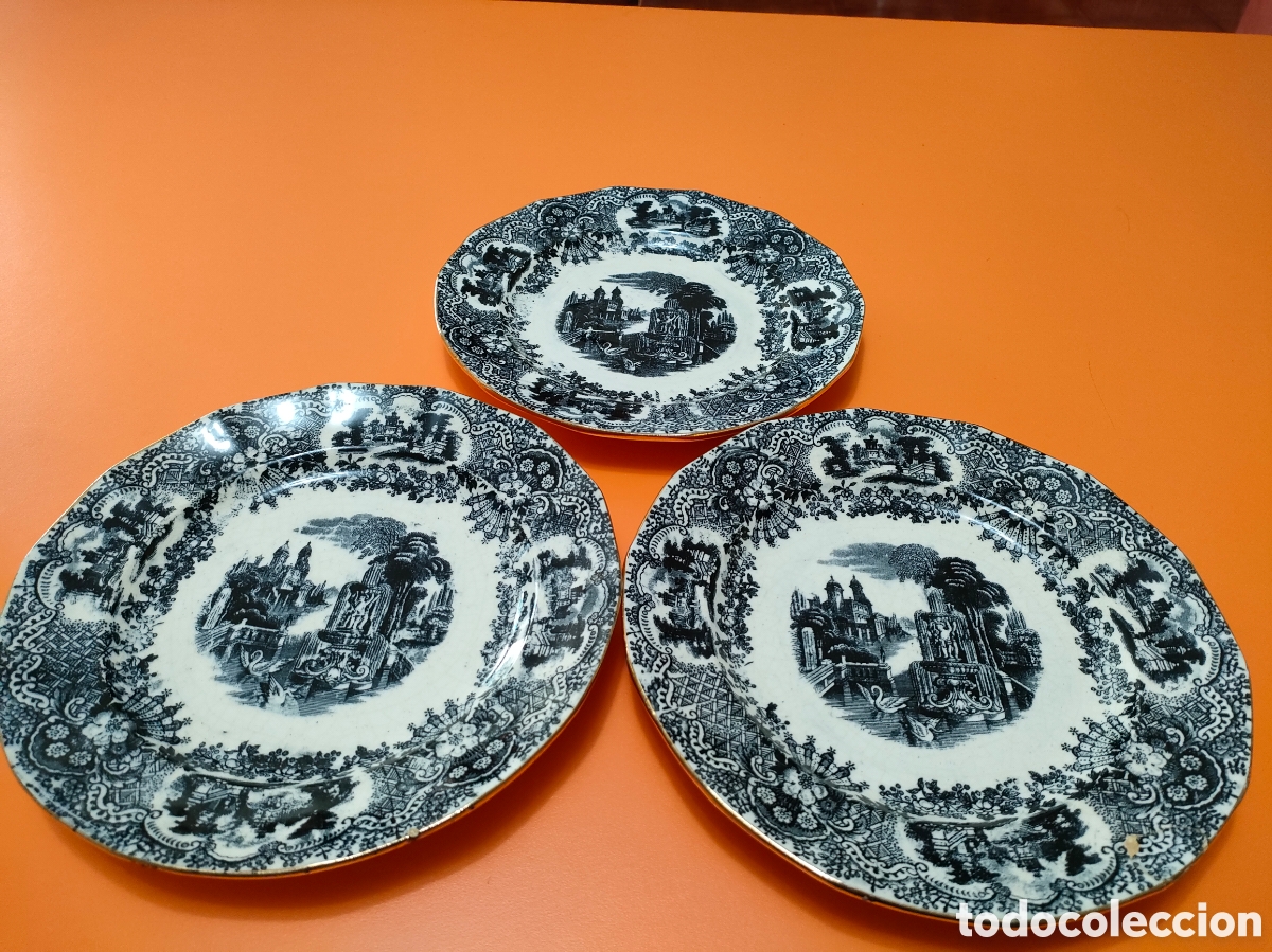 Antig&uuml;edades: 3 platos pickman cartuja de postre - Foto 1
